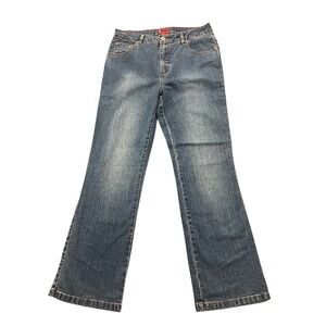 Westport Denim Womens Blue Bootcut Jeans Size 10 Mid Rise Stretch Embroidered